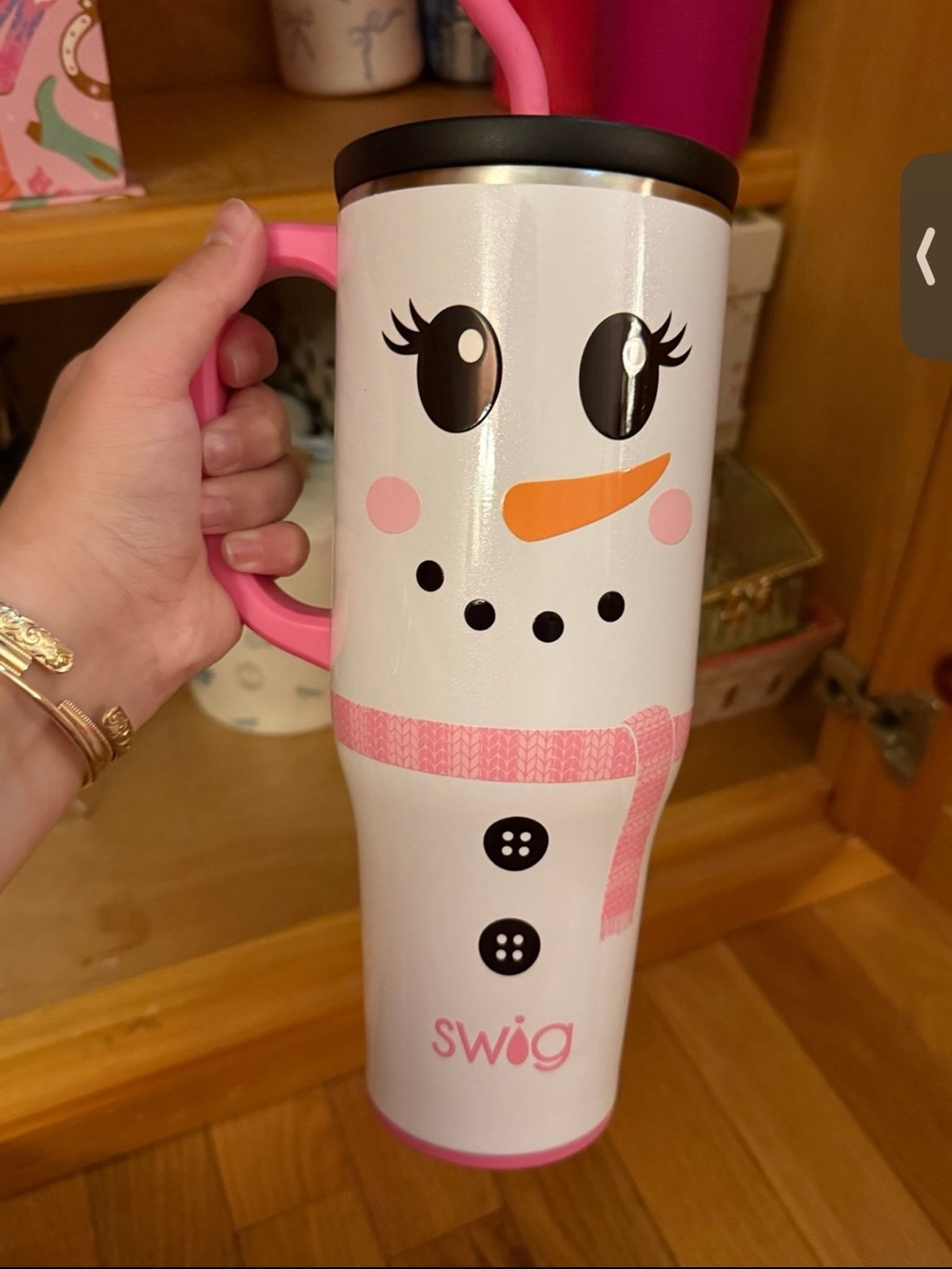 Swig Pink Snowman Travel Tumbler - Insulated Drinkware